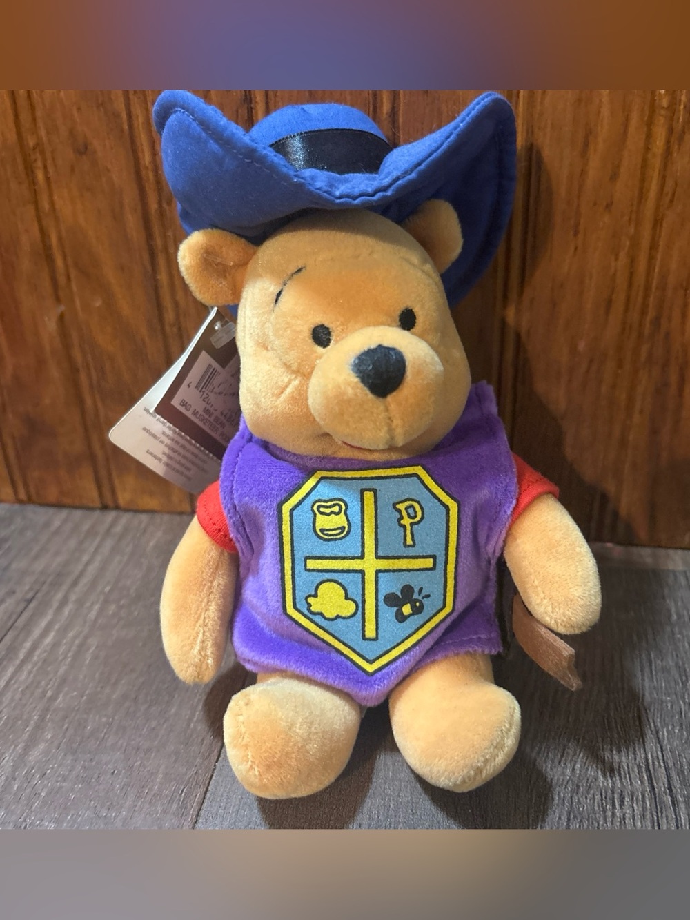 Disney Winnie the Pooh Plush in Purple Vest and Blue Hat